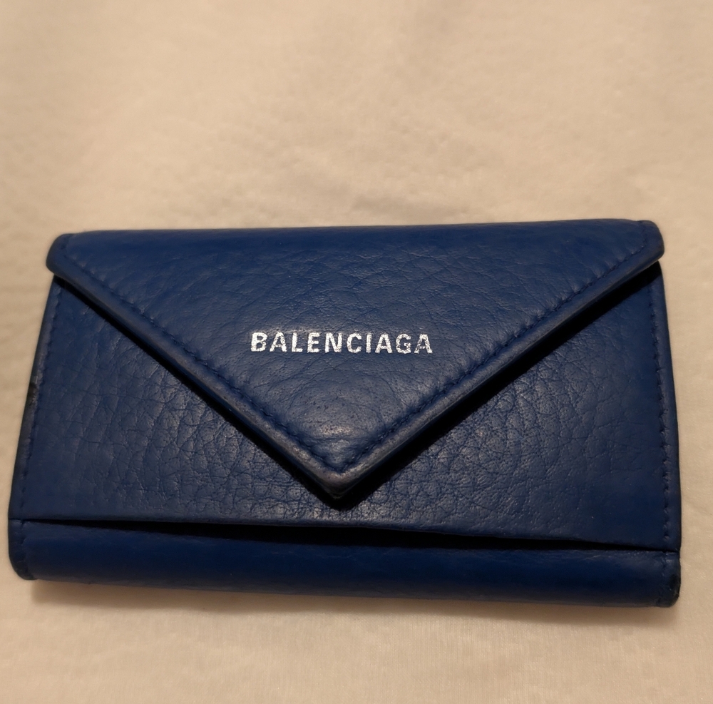 BALENCIAGA Papier 6-Key Case Leather Blue VGUC